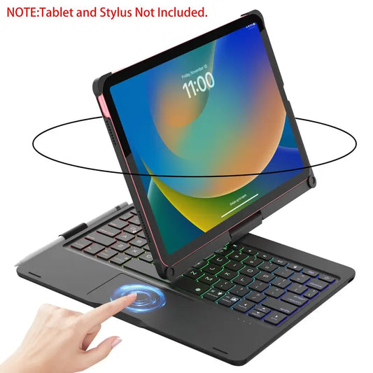 iPad Keyboard Case, Touchpad, 360° Rotation, Backlit, Pencil Holder